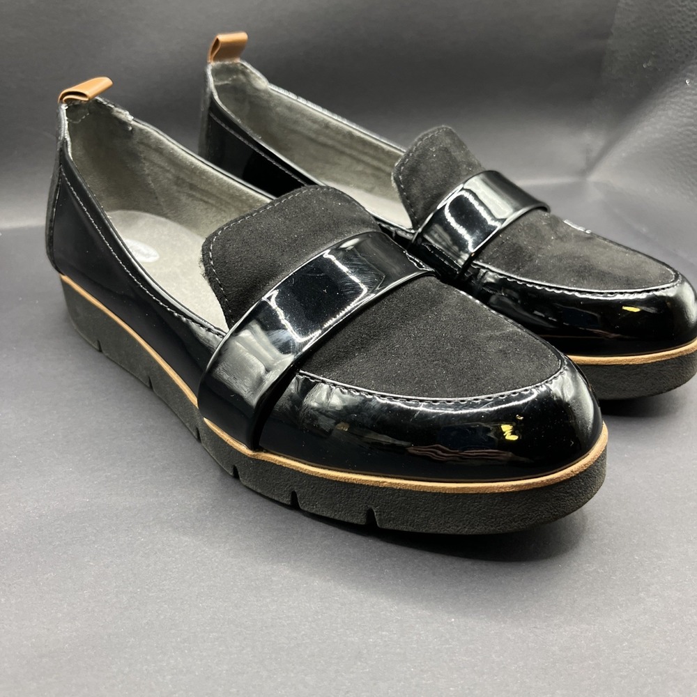 Dr Scholl's‎ Women's Webster Patent Leather Suede Black Slip On  Loafers Size 7M